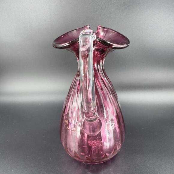 Vintage Rossi Glass Cranberry Pitcher Carafe Hand Blown Canadian Glass VTG - Picture 11 of 16
